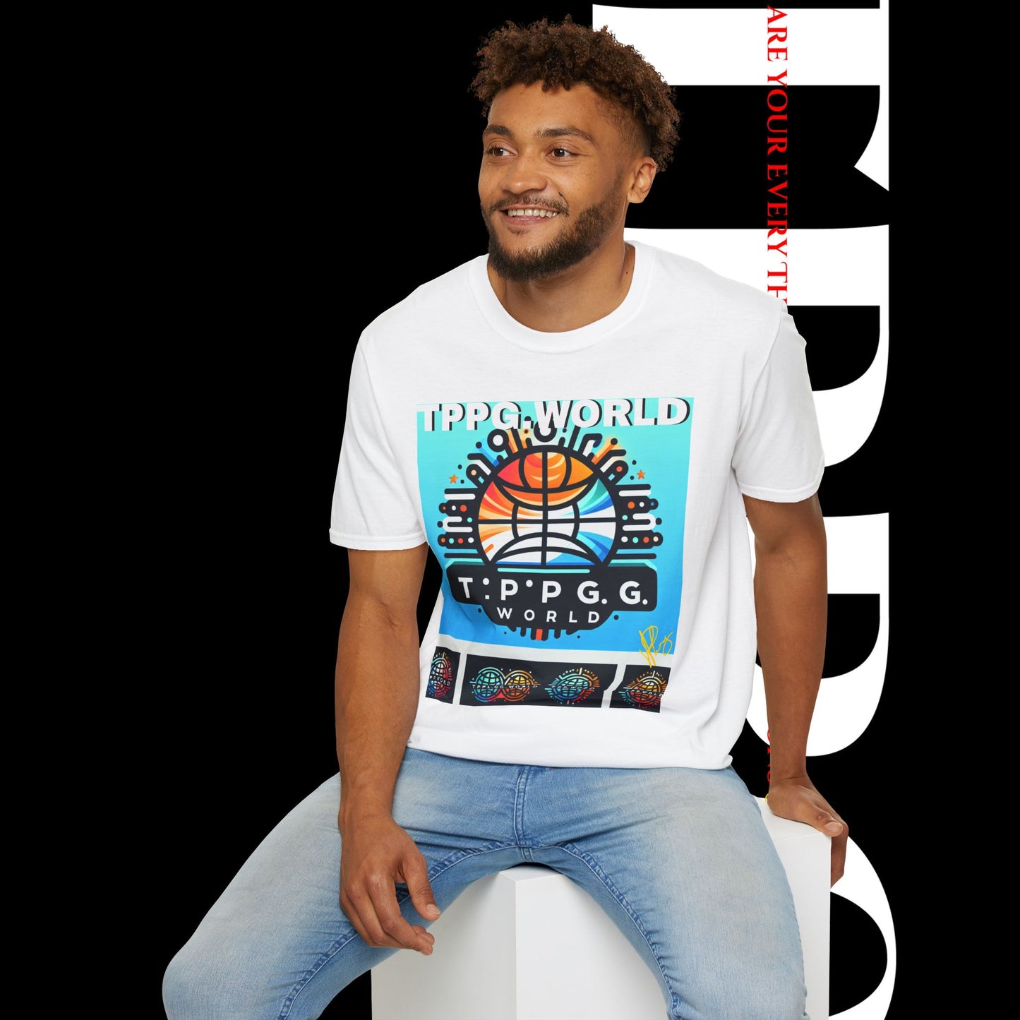 Unique Colorful Tee/T-Shirt - 'TPPG.WORLD' Design'TPPG.WORLD' Design